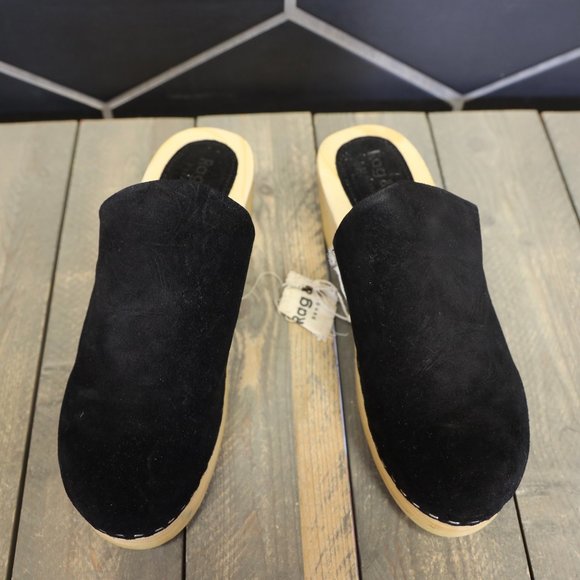 Womens Rag & Co Darcie Black Suede Wooden Clogs Handmade Mule Lotta Swedish Shoe - Picture 5 of 8